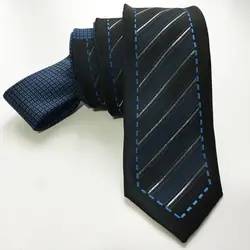 Топ дизайнерские тонкие галстуки новинка Для мужчин тканые шеи Gravata матч Костюмы Контраст узел синий шашки с диагональными полосами