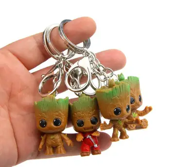 

New 4pcs/set Cute Brinquedos Guardians Of The Galaxy Keychain Mini Cute Baby Tree Man Model Action Toy Figures Cartoon Cake Doll