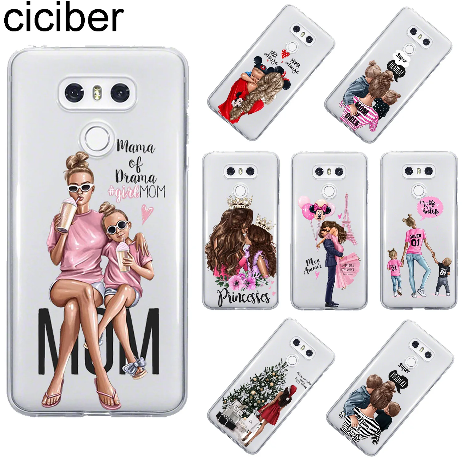 

ciciber For LG G7 G6 G5 G4 V20 V30 V35 V40 THINQ Soft TPU Phone Cases For LG K8 K7 K10 K4 2017 2018 K9 K11 Plus Super Mom Girls