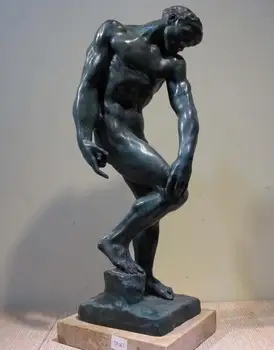 

40cm Western Art Decor Marble Base Copper Bronze Figurine Adam Eve Statue Sculpture