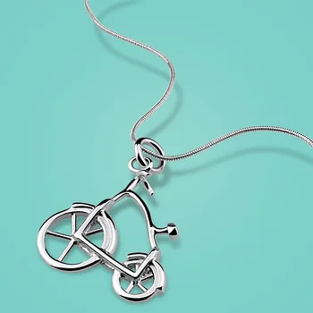 

Popular Solid Silver Necklace 925 Sterling Silver Women's Creative Cycling Pendant Fashion Design Solid Silver Clavicle Necklace