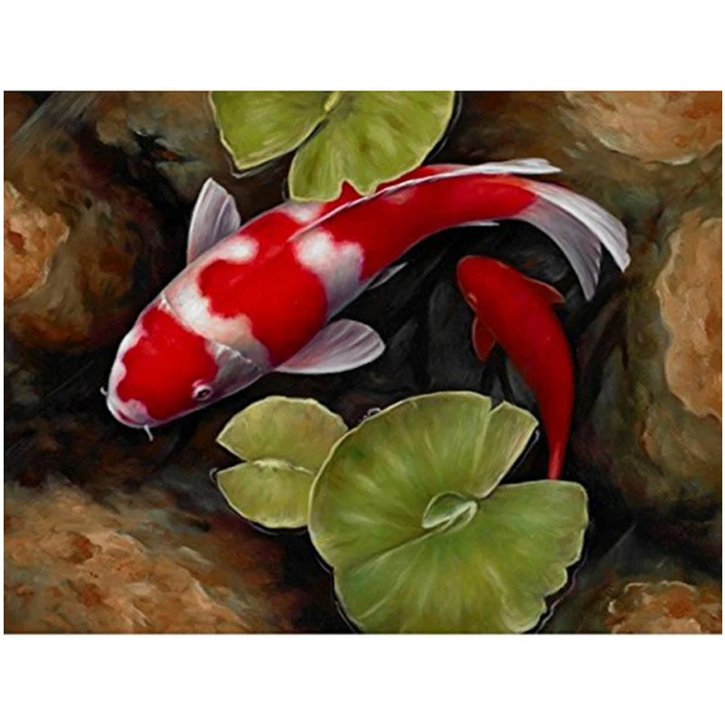 Persegi Bulat 5d Diy Diamond Lukisan Merah Ikan Koi Lotus Feng Shui Alam Mosaik Diamond Bordir Cross Stitch Js4724 Berlian Lukisan Cross Stitch Aliexpress