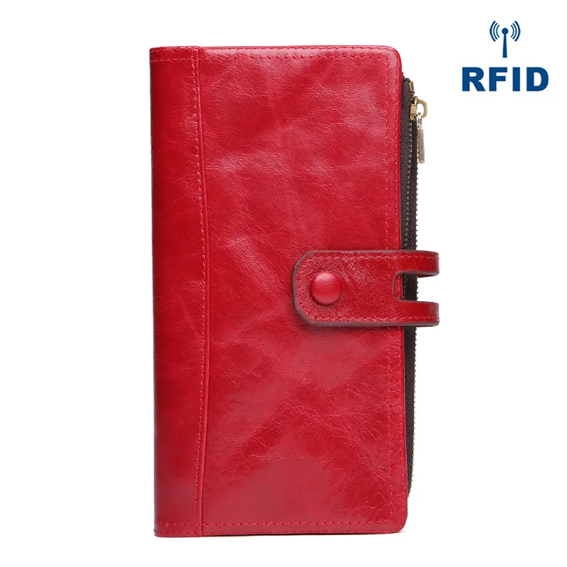 

2018 Genuine Leather Women Wallet Long Female Purse Large Capacity Phone Wallet Clutch Brand Designer Leather Ladies Wallet