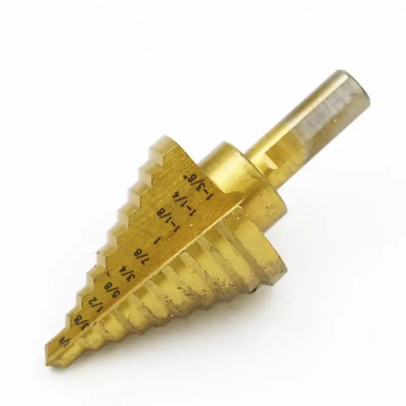 

Inch Handle Ladder Pagoda Drill Bit Step Drill High Speed Steel Drill Bit 1/4-1 3/8