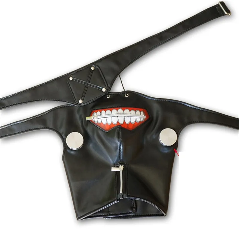 

Cosplay Tokyo Ghoul 2 Kaneki Ken Mask Adjustable Zipper Masks Soft PU Leather Cool Mask Blinder Anime Cosplay Props