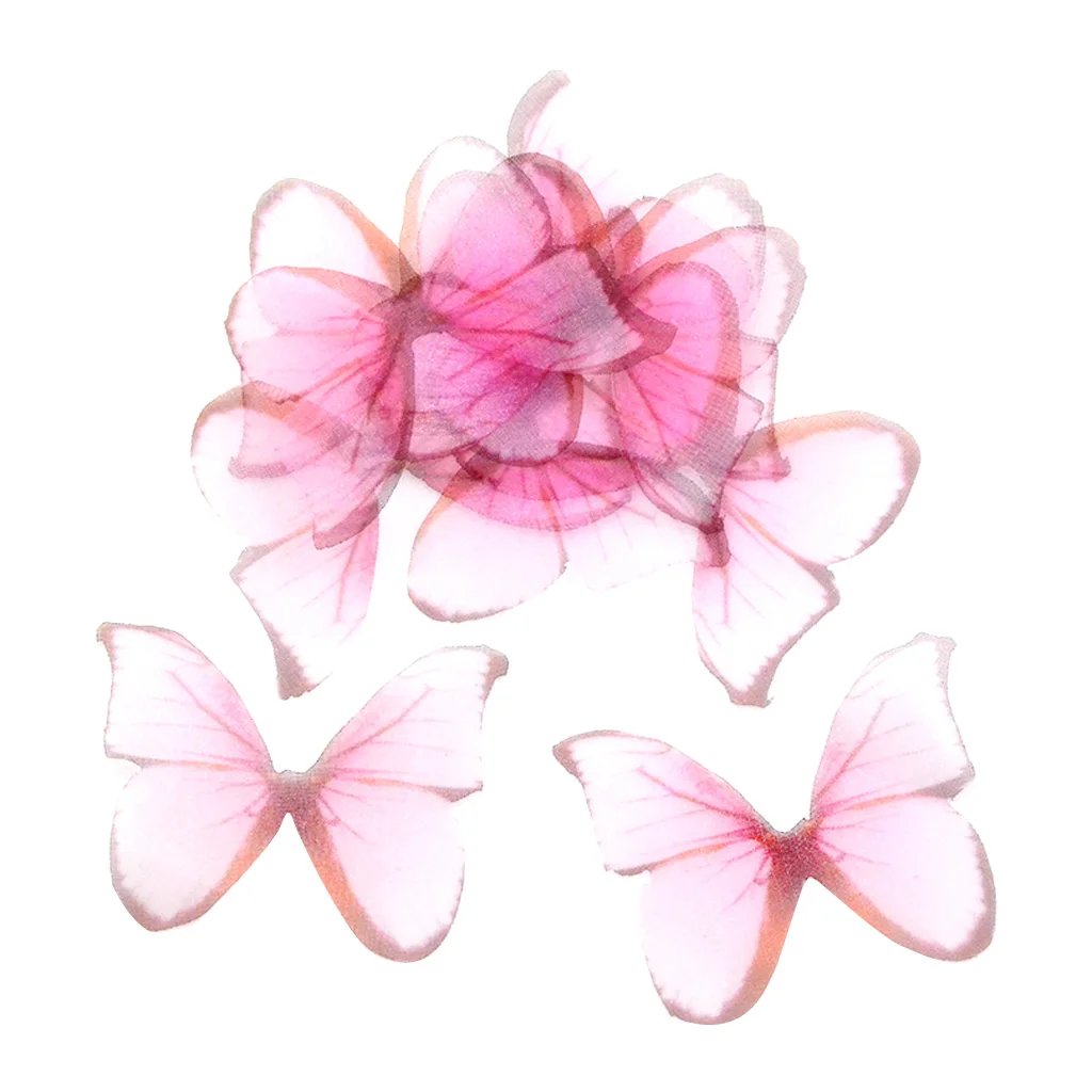 10x Chiffon Butterfly Flatback Embellishments Crafts DIY Scrapbooking Decors Multifunctional Tool for Earrings Hair Clips