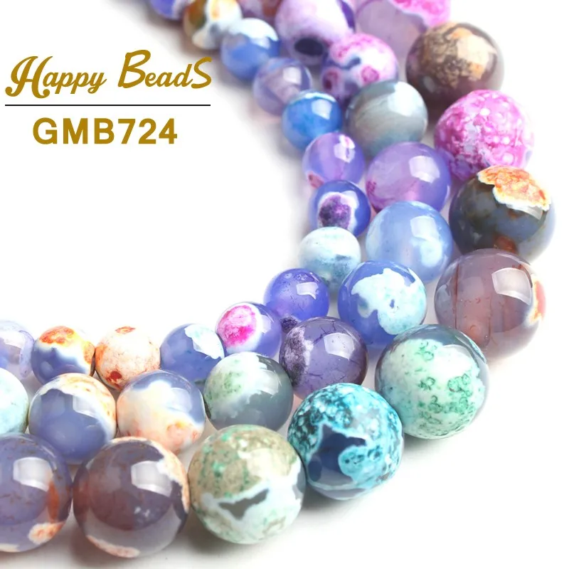 

Natural Stone Multicolor Fire Agates Beads Round Loose Beads 15''Strand 6/8/10mm For Jewelry Making DIY Bracelet Necklace