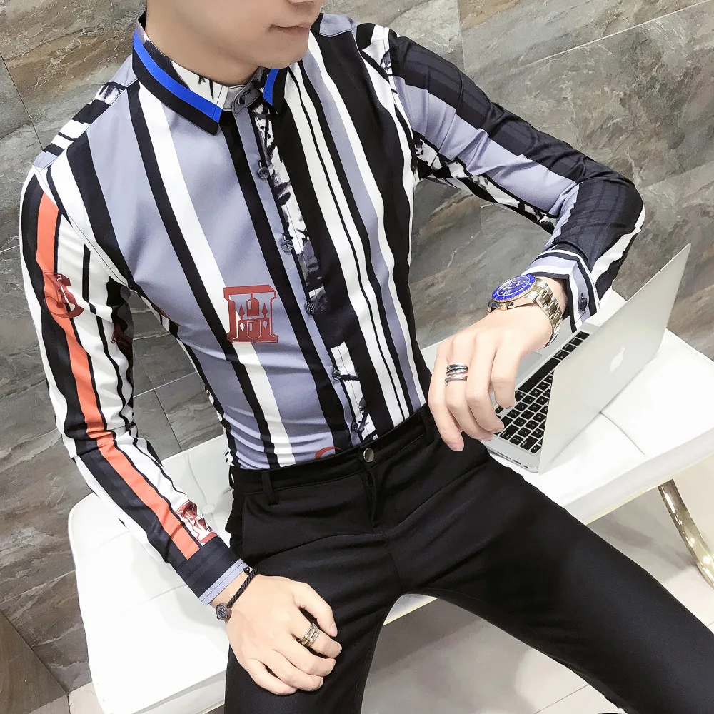 Мода 2018 Для мужчин одежда Фирменная Новинка Slim Fit рубашка с длинными рукавами
