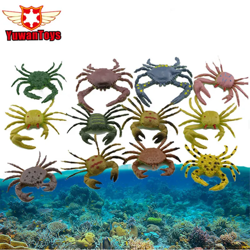 

Sea World Set 12PC In Box Different Style Crabs Collectible Model Delicate Animal Hand Painted Vinyl Toys Early Education Toys