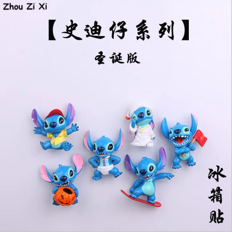 

6pcs/set Creative cute cartoon stitch refrigerator magnet stickers toys