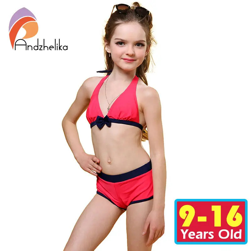 Andzhelika Swimsuit for girls 2017 Summer Girls Bikini Cute Bow Children Swimwear Children Girl Swimming Suit