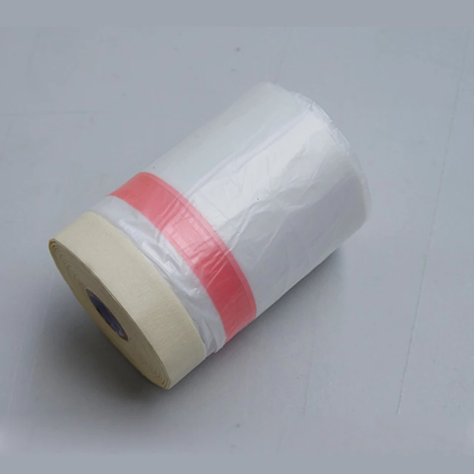 

spray paint protection film 0.55x25m Pre-taped Plastic Drop cloth masking film for plasti dip masking MX-106W 5rolls/lot