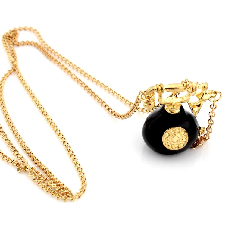 Ретро телефон кулон ожерелье модное винтажное модное Ювелирное Украшение подвеска, золотая цепочка для женщин девочек винтажные ювелирные изделия