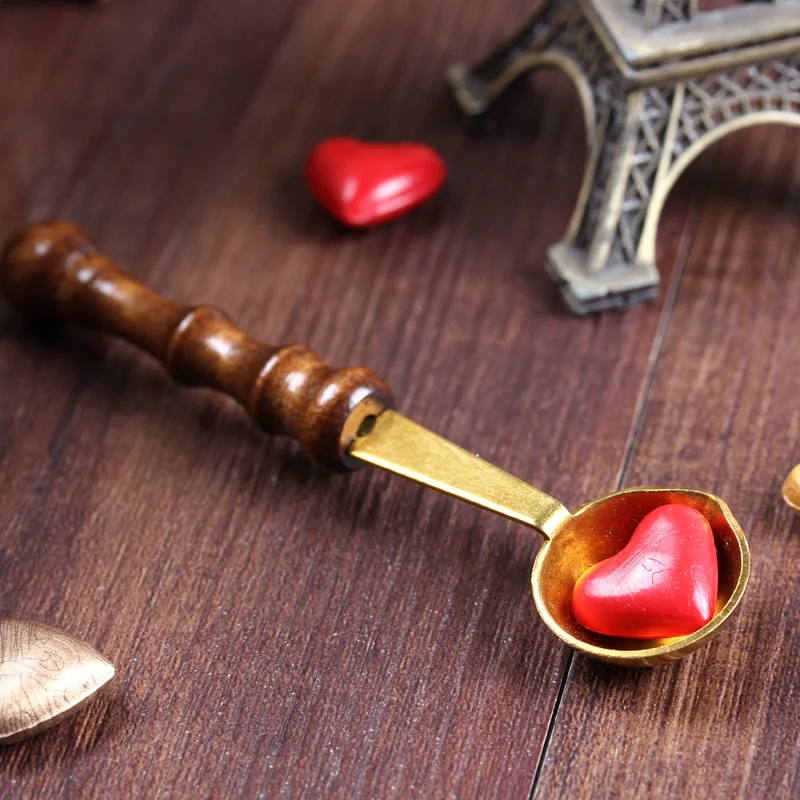 Buy 2pcs vintage stamp sealing wax spoon with wooden