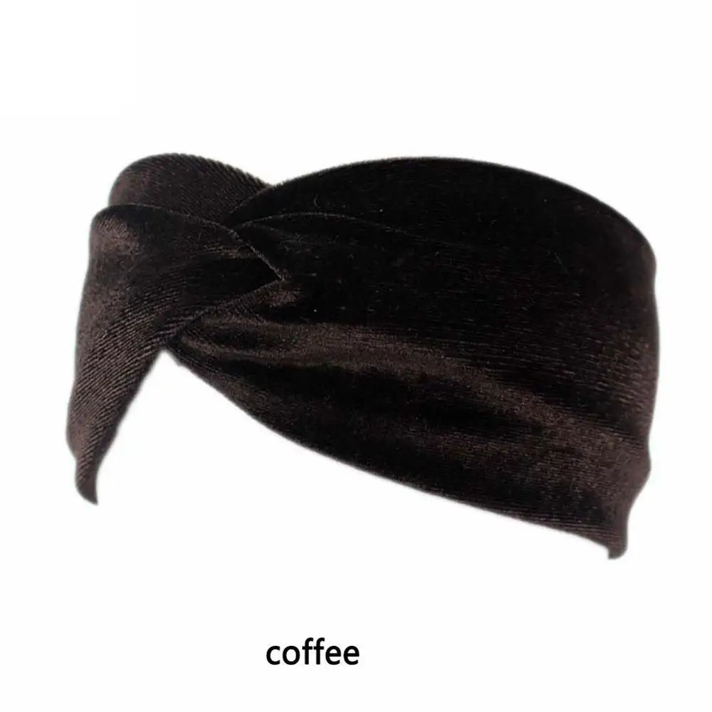 Бархатная повязка для волос для женщин и девочек, одноцветная, с эффектом стирки, модная шапка с галстуком-бабочкой, шапки бини, Bone Gorros Toca Feminina, тюрбан, шапки - Цвет: coffee