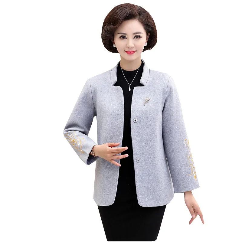 4xl Hiver Femme Xl Automne Taille Féminin Blue wine 2019 Nouveau Moyen Casaco Red D'âge Décontracté Grande De Chaud Veste Court Manteau Laine gray Femmes En nOw0k8P