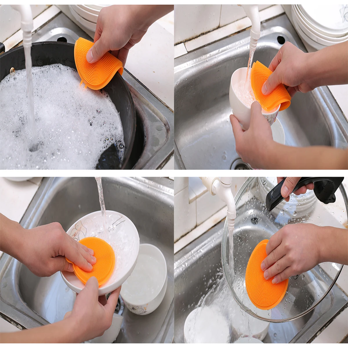 Round Shape Multipurpose Silicone Wash Scrubber For Fruits Vegetable