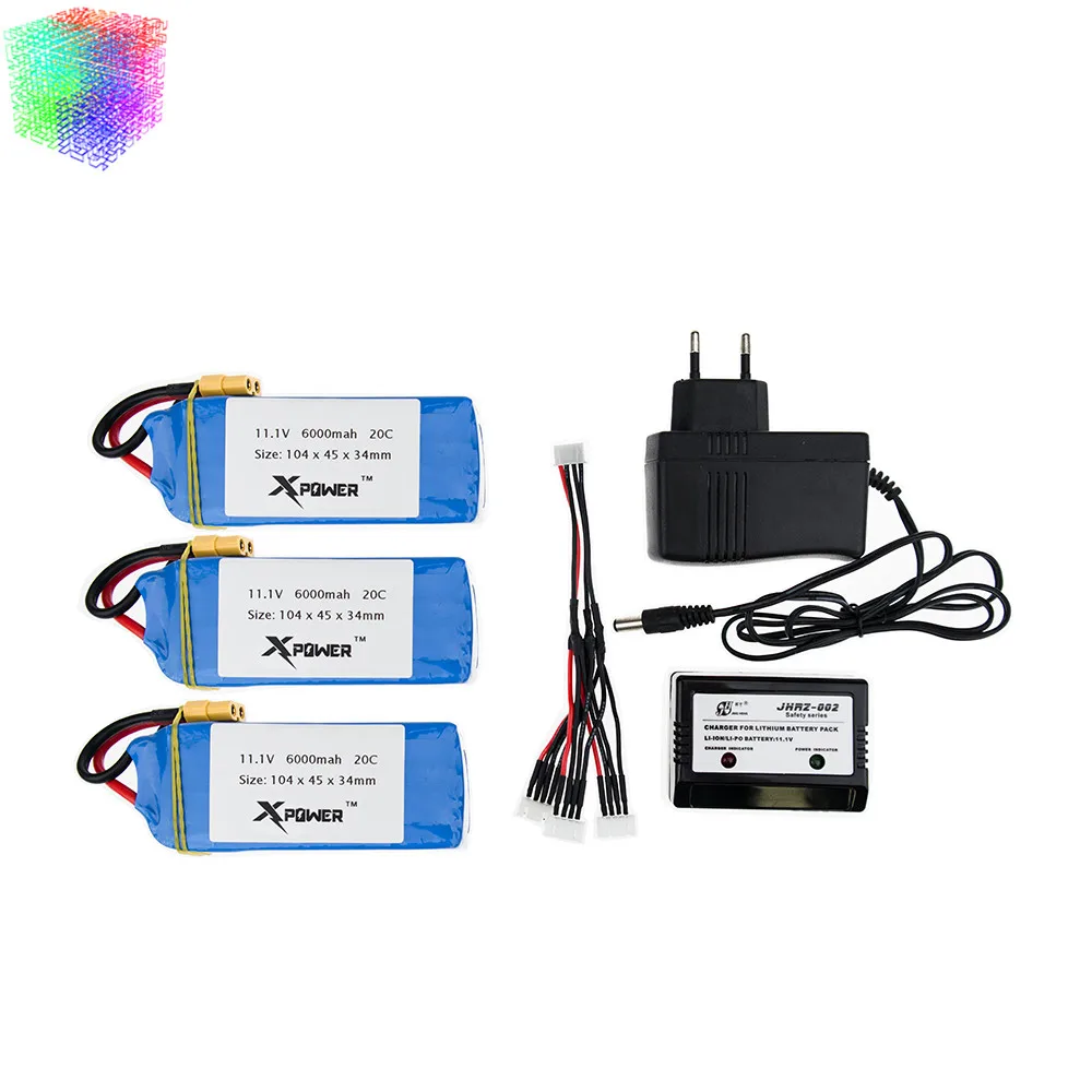 

11.1V 6000mAh 20C Lipo Battery 2 / 3 pcs and charger for XK X380 X380-A X380-B X380-C rc Quadcopter Helicopter drone spare parts