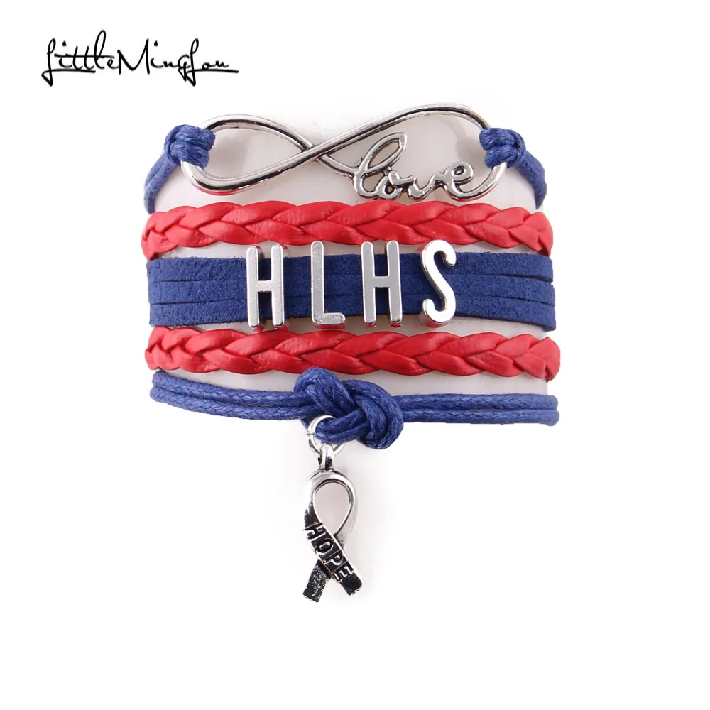 

Little Minglou Infinity love HLHS bracelet medical Awareness ribbon hope charm leather men bracelets & bangles for women jewelry