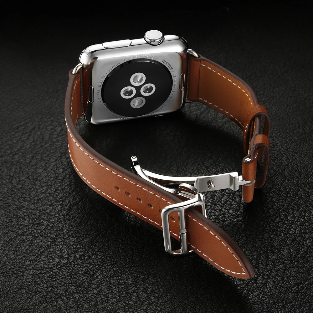 Роскошный ремешок для Apple Watch 38 мм 40 42 44 из натуральной кожи с пряжкой iWatch серии 1 2 3