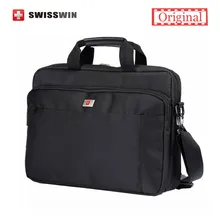 Swisswin Laptop Briefcase Men 14″ Laptop Messenger Bag with Handle Business Portfolio Big Black Handbag Men