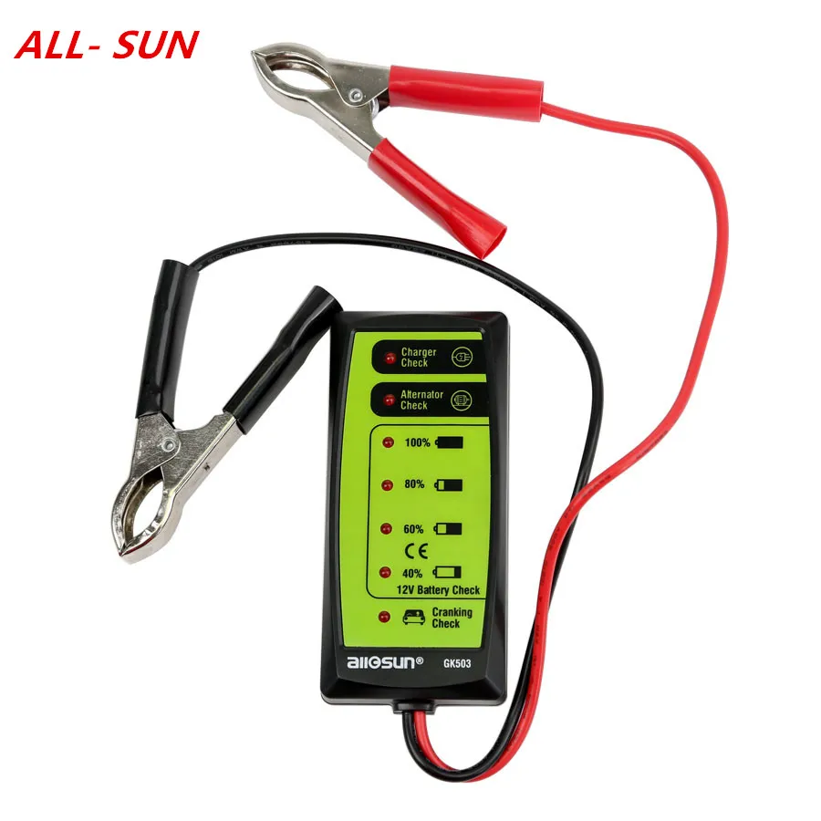 

All-Sun GK503 12V 6-LED Display Automotive Vehicle Battery Tester Charger Dinagnostic Analyzer Cranking Check GK503