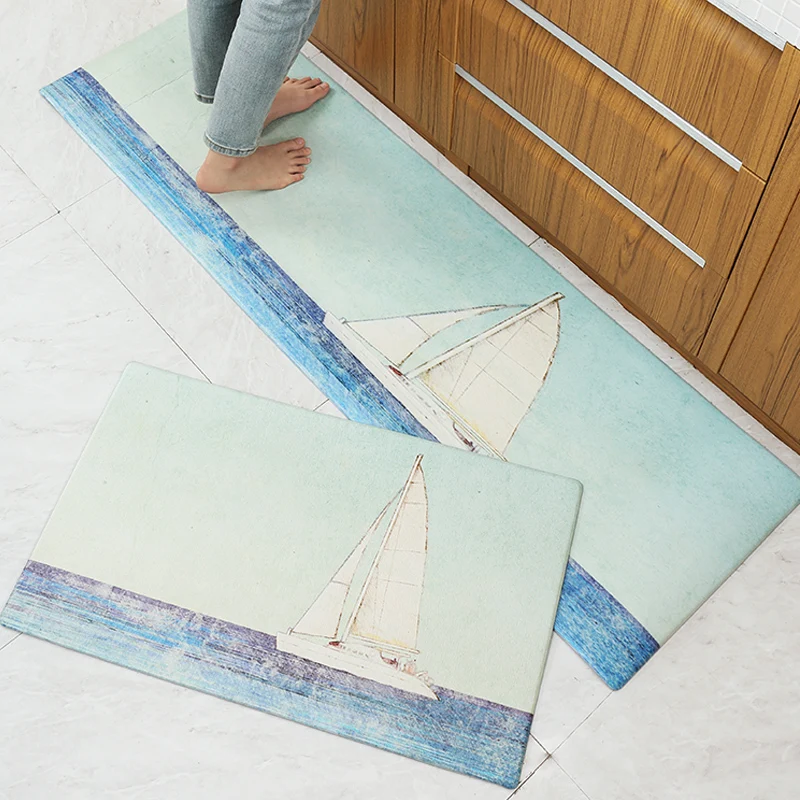 cheap Sailboat Leatherwear Sofa Kitchen Mat Kitchen Anti Fatigue Mattress Skid Resistant Mat Floor Mat Dining Room