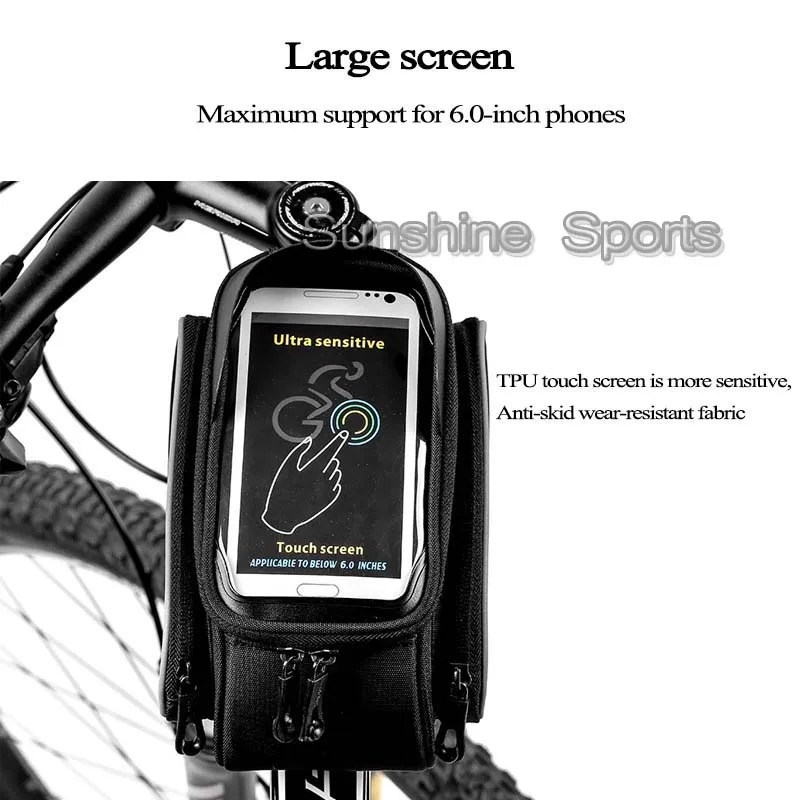 Best Sireck Road Bicycle Bag Mountain Bike 6 Inch Front Frame Phone Case Touchscreen Bag Saddle Cycling Top Tube Bag Bike Accessories 25