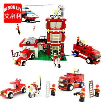 

AIBOULLY 8501 New 638pcs City Fire Station Truck Helicopter Firefighter minis Building Blocks Bricks Toys DIY Free Shipping