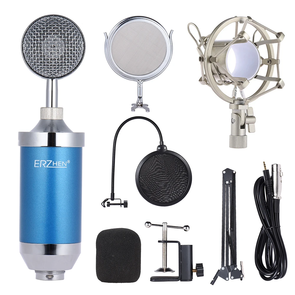 

Professional Studio Broadcasting Recording Condenser Microphone Mic Kit Set 3.5mm with Shock Mount