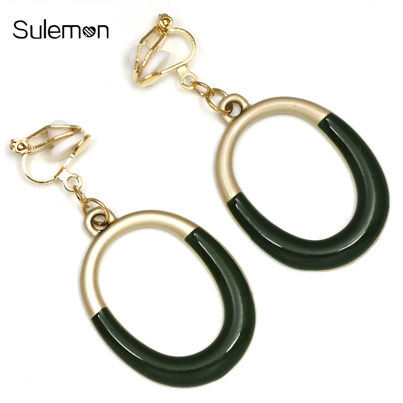 

Geometric Ellipse Metal Clip on Earrings No Pierced Ear Clip Minimalist Earring Without Piercing 2019 Women Jewelry CE327