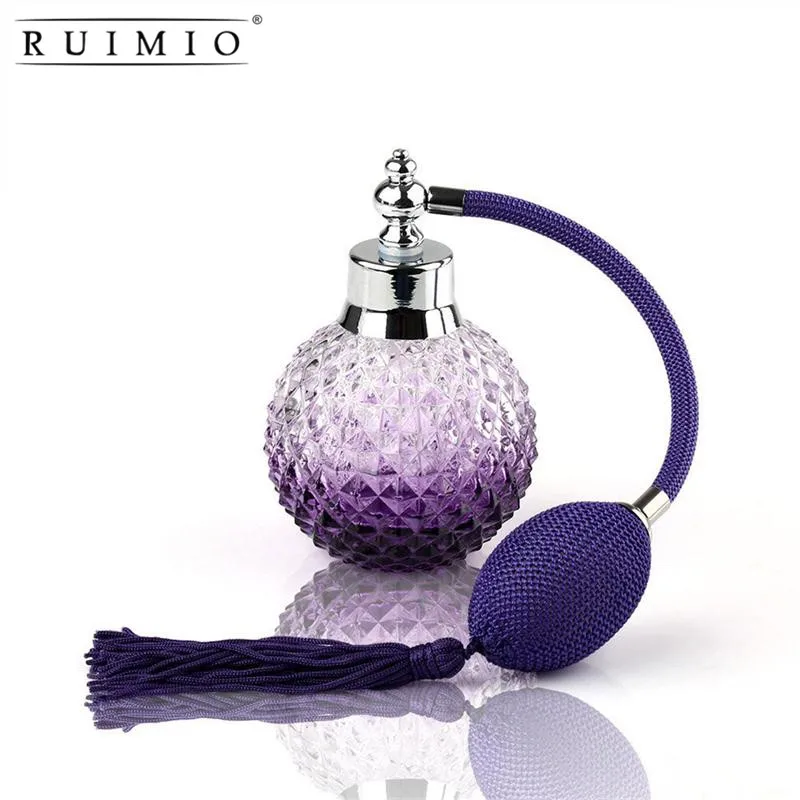 

100ml Crystal Empty Perfume Atomizer Vintage Style Refillable Long Traveler Aluminum Spray Atomizer Mini Empty Parfum Bottle