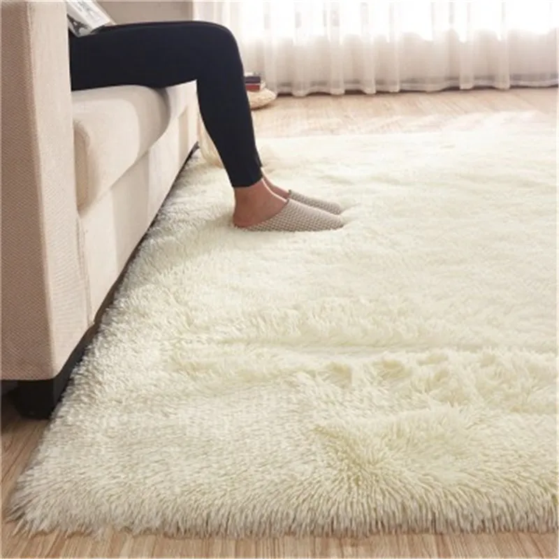 

Living room coffee table silk floor mat rectangular long hair carpet living room coffee table rug bedroom bed thick blanket