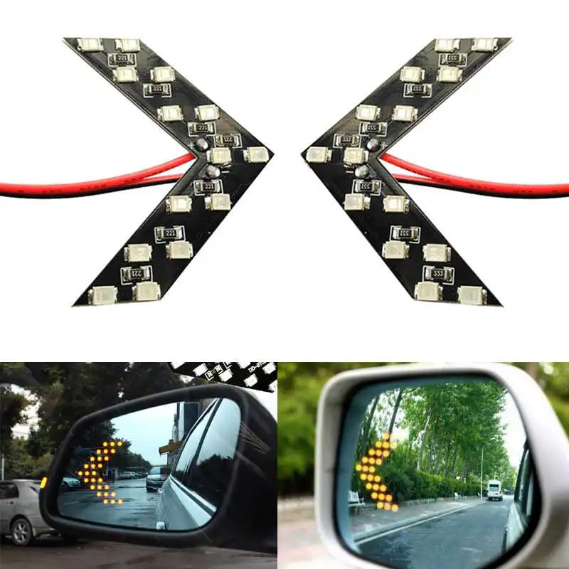 

2 PCS 14 SMD LED Arrow Panel Car Rear View Mirror Indicator Turn Signal Light Four Colors NR-shipping