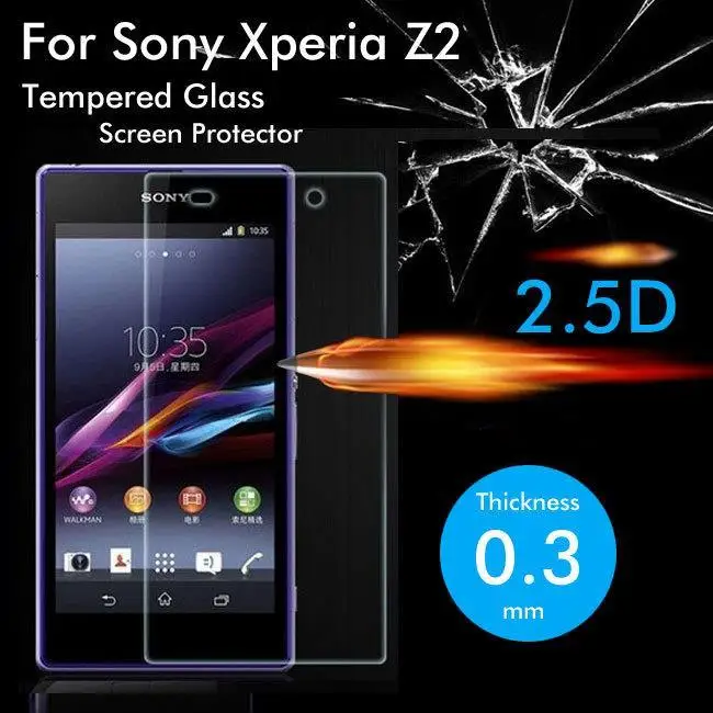 

2.5D HOT Original 9H High Quality Tempered Glass Protective Film Explosion-proof Screen Protector For Sony Xperia Z2 L50 L50W