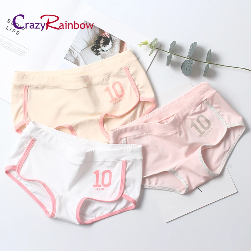 

NEW sale!Sports style cotton women's underwear printed multi-size comfortable ribbon college wind four-corner underwear girls