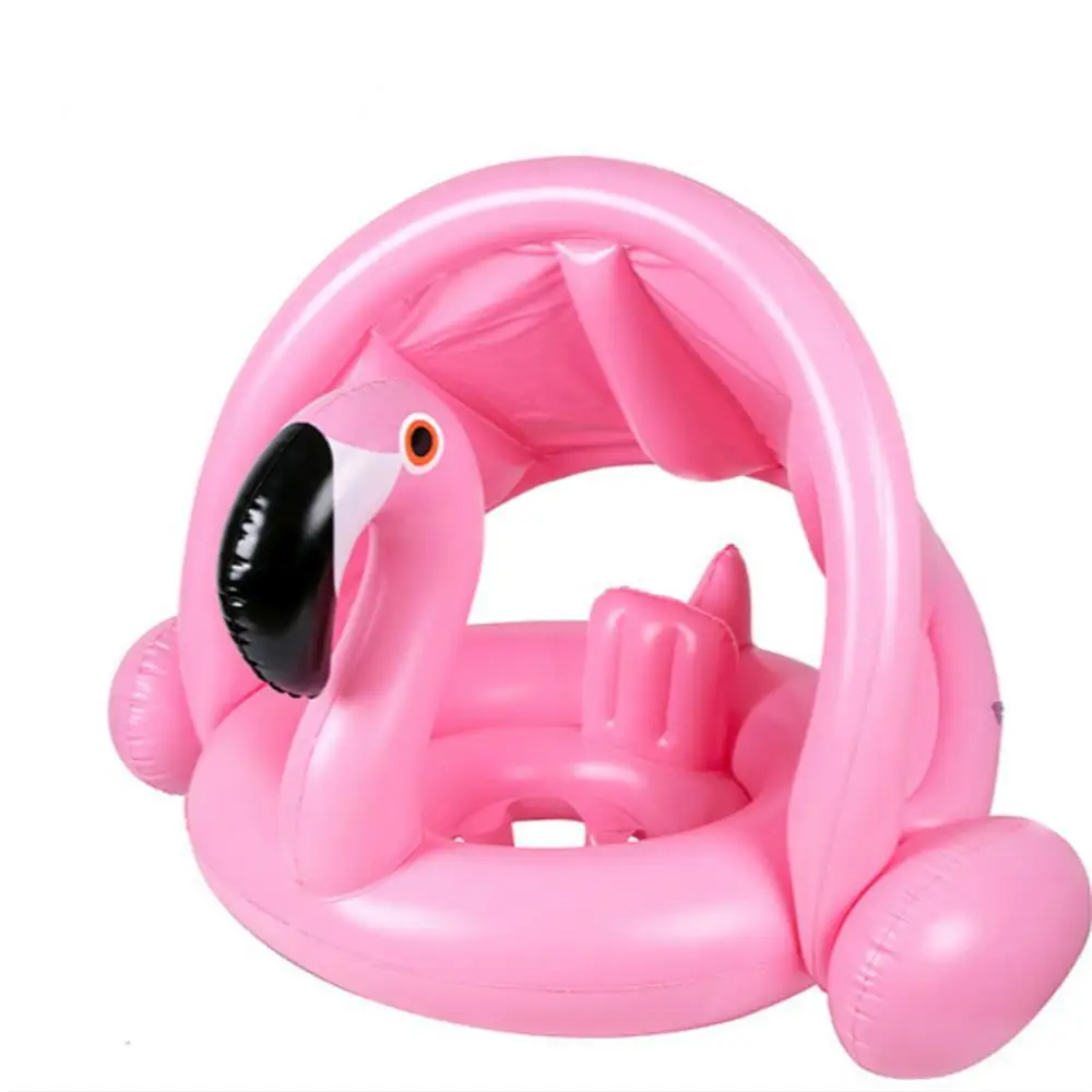 DMAR от 0 до 3 лет детский надувной фламинго надувной лебедь для бассейна с солнцезащитным козырьком кататься на плавании кольцо безопасное сиденье водные игрушки младенческий круг - Цвет: flamingos