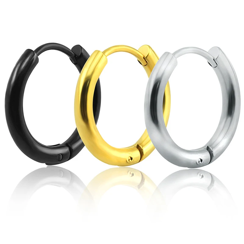 

1PC Single 4 Colors Punk Round Stainless Steel Buckle Tide Stainless Steel Earring Cool Ear Stud for Men Male and Female Buckle