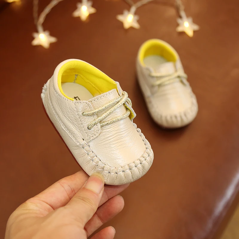 

Solid Color New Baby Boys First Walkers Genuine Leather Anti Slip Infant Toddler Girls Shoes Hot