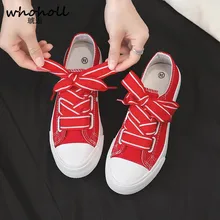 Whoholl 2018 Women Vulcanized Shoes 2018 Fashion Solid Color Women Canvas Shoes Lace-up Casual White Ladies Shoes Woman Sneakers bomimi women canvas shoes woman vulcanized shoes lace up casual ladies shoes woman sneakers