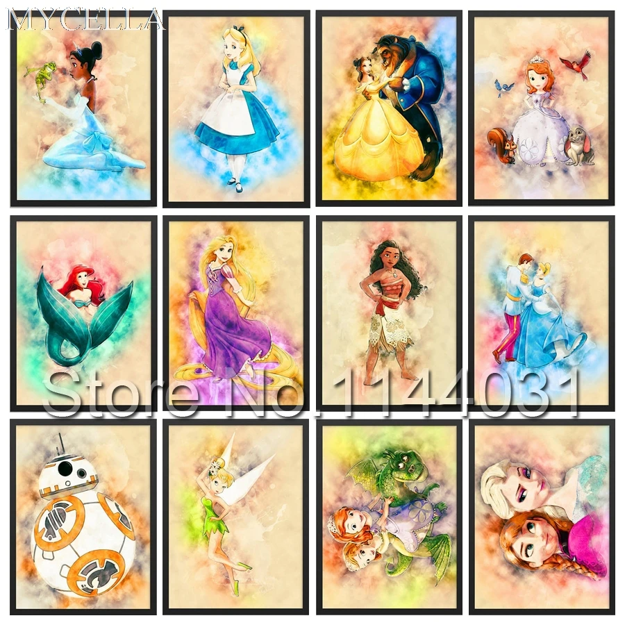 

MYCELLA DIY Diamond Painting Watercolor Art Print Cross Stitch Princess Girls Needlework Full Diamond Mosaic Diamond Embroidery
