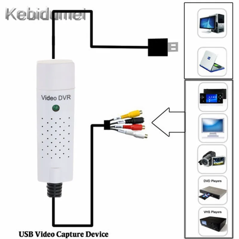 Kebidu USB 2,0-RCA кабель адаптер конвертер аудио видео захвата карты адаптер Кабели для ПК для ТВ DVD VHS устройство захвата u tv 007