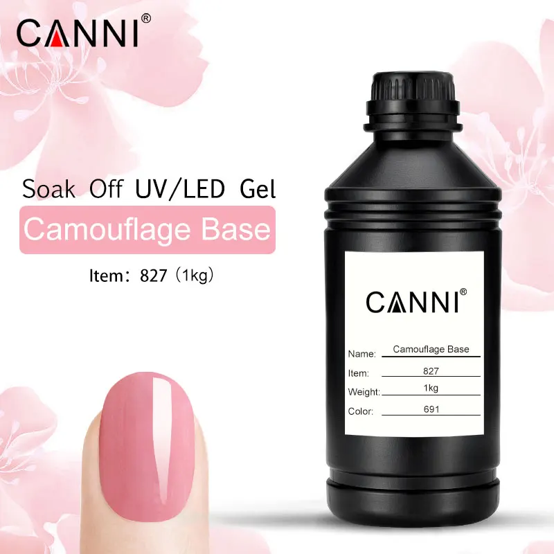 1000 г CANNI soak off led uv Высокое качество без салфеток верхнее покрытие гель Comouflage цветной резиновый Базовый лак гель для ногтей