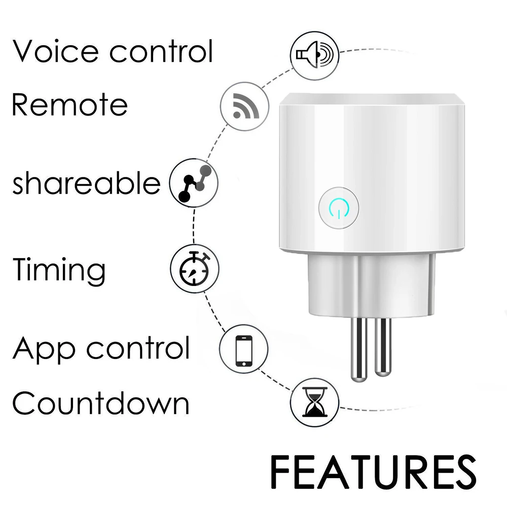 

Smart Wifi Plug 10A Home Automation Wifi 100-240V Remote Control EU/US/AU Wifi Working with Alexa and Google