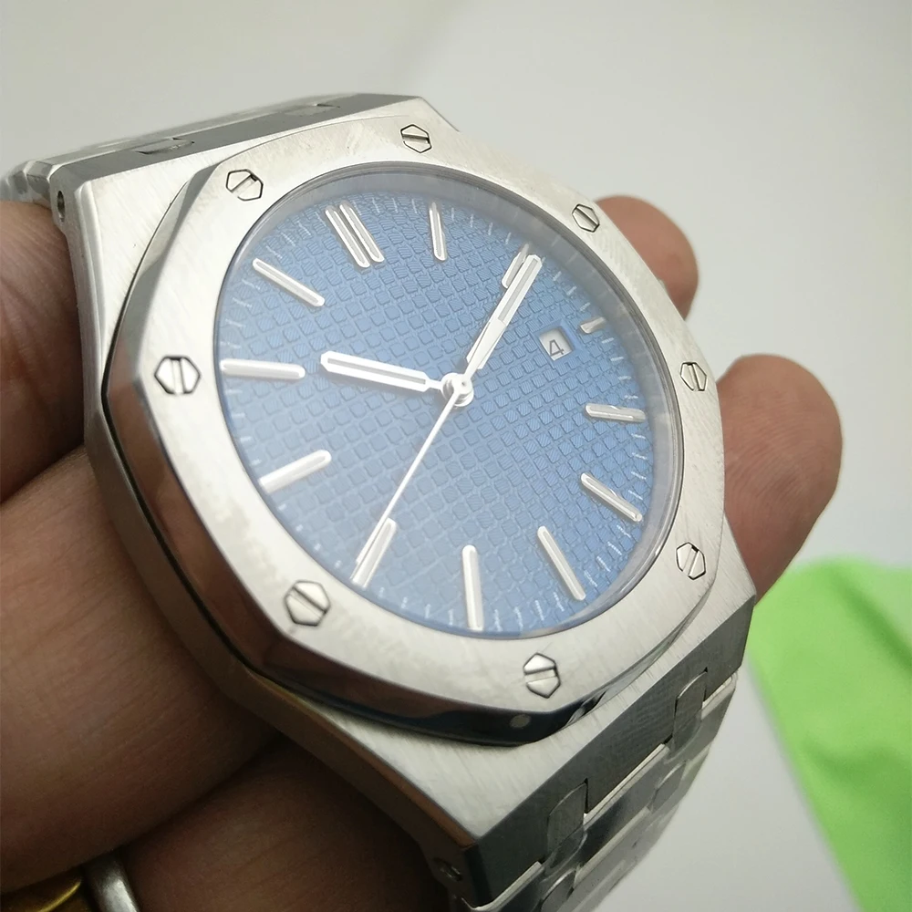 Часы с автоматическим перемещением мужские 41 мм сапфировые светящиеся стрелки часы с кристаллами браслет из нержавеющей стали Y4