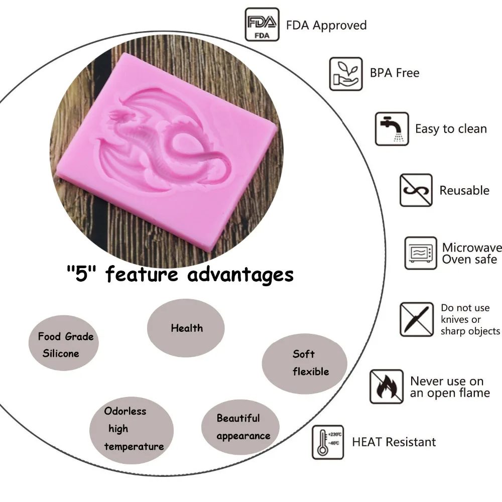 Сахарные Дракон силиконовые формы штамповый торт декоративные инструменты форма для шоколадной мастики конфеты фимо глины Кухня для выпечки