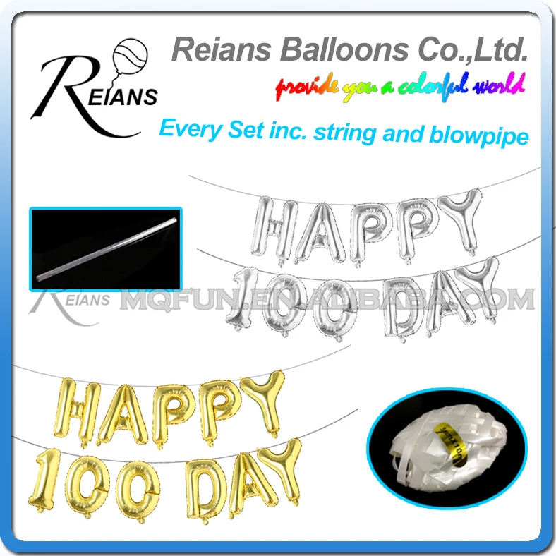 

16Inch "Happy 100 Days" Balloons Birthday Party Decorations Kids Foil Balloons Happy Birthday Party Supplies Baby Shower Balloon