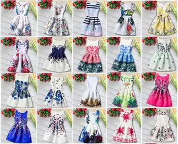 

New Girls Dress Princess Girls Retro Pattern Dress Korean Girls Clothing 32 Styles For 4~12 Y