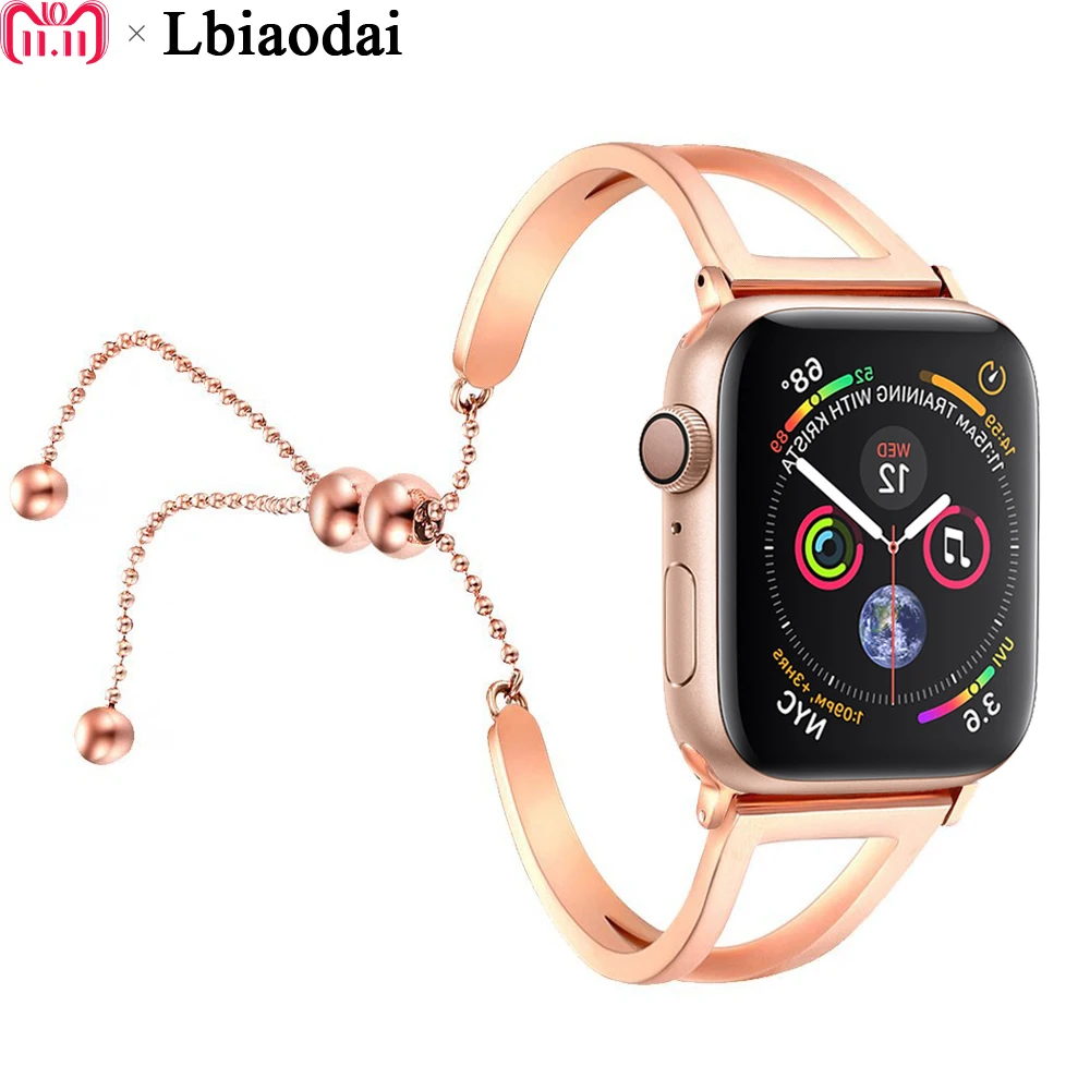 

Women Bracelet for Apple Watch 4 44mm 40mm Iwatch series 4 3 2 1 42mm 38mm Stainless Steel Strap Adjustable Pendant Watchband