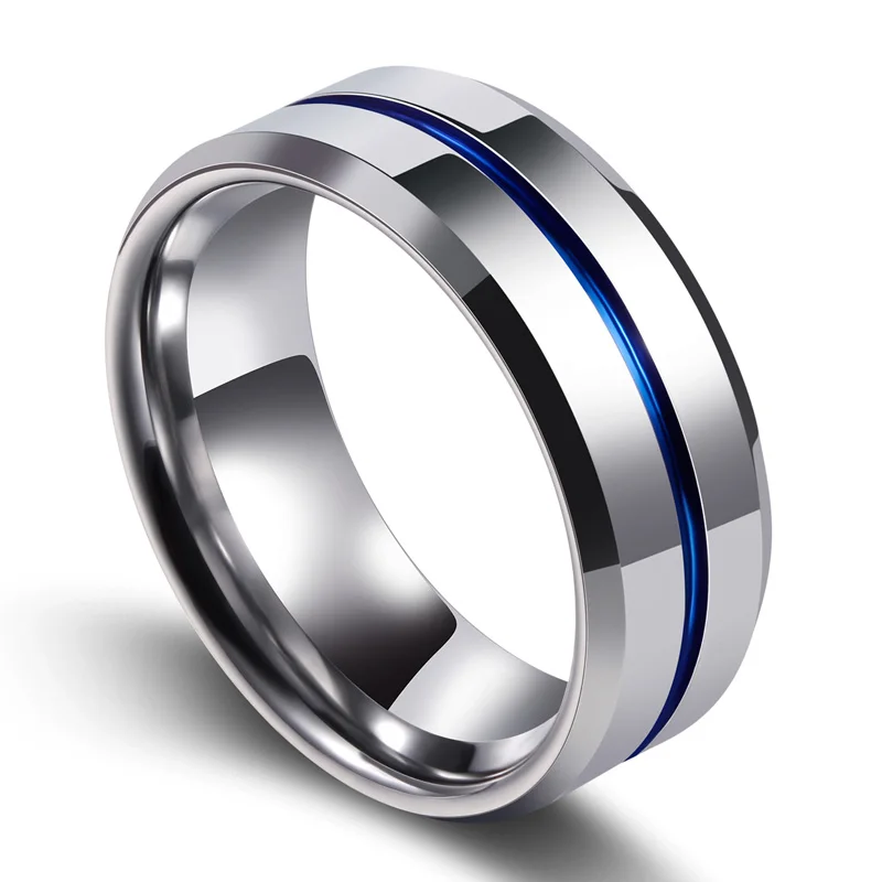 BEIER 2018 Fashion Thin Blue Line Tungsten Ring Wedding